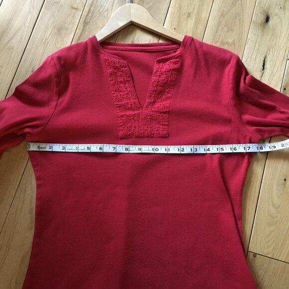 Ralph Lauren Red Eyelet Cotton Tunic Neck Shirt - Picture 11 of 16